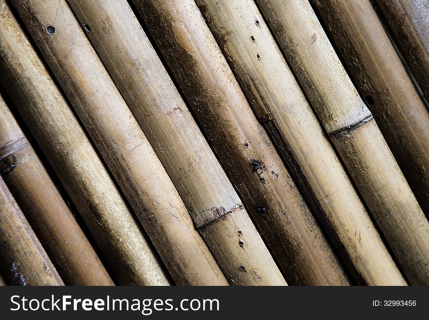 Brown bamboo wall background with retro tone