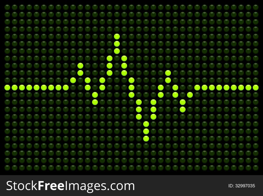 Pulse LED display on a dot matrix board. The line and the background dots are on separate layers