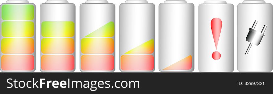 3D symbols of battery level indicator