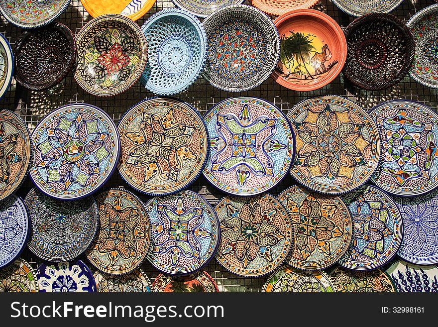 Tunisia Handcrafted Traditional Plates And Pottery Souvenirs