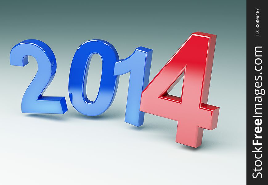 3d Render showing the date of the New Year 2014