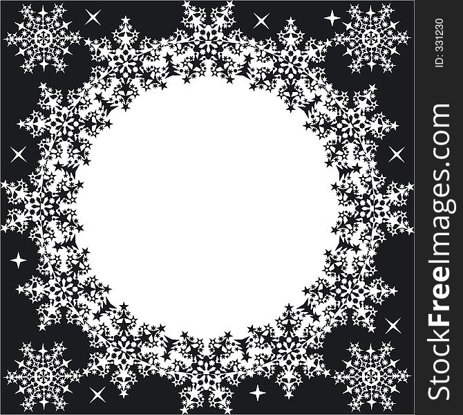 Winter frame with snowflakes