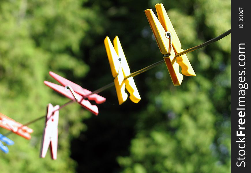 Clothespins close up