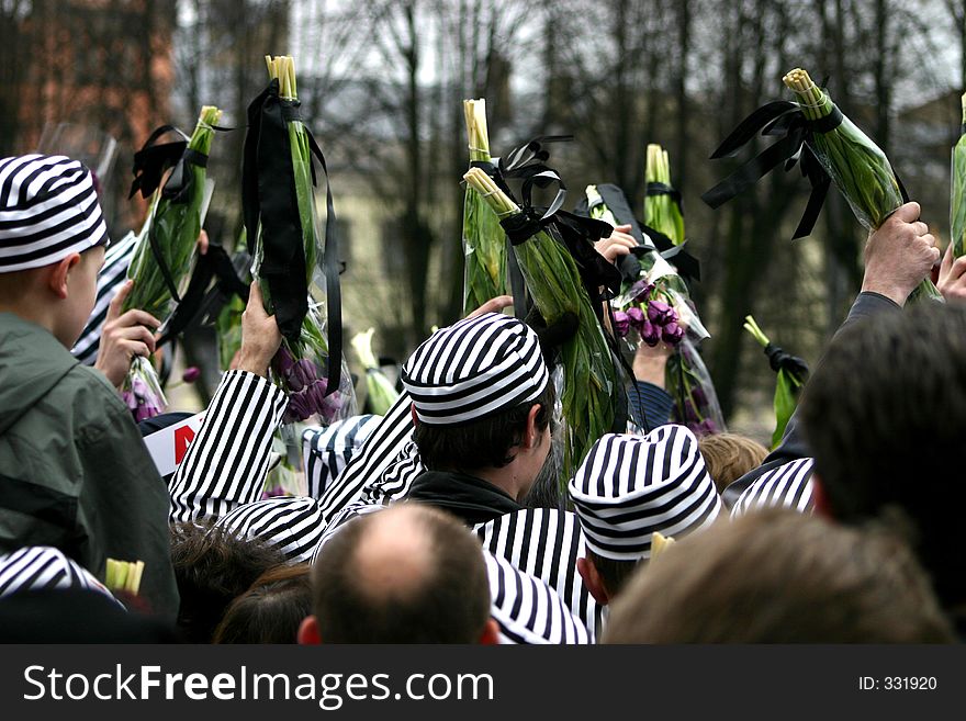 Civilian protest in prisoner dresses