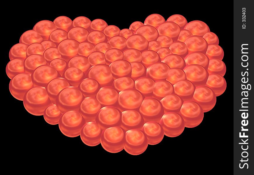 3D - Red chrome bubble heart. 3D - Red chrome bubble heart