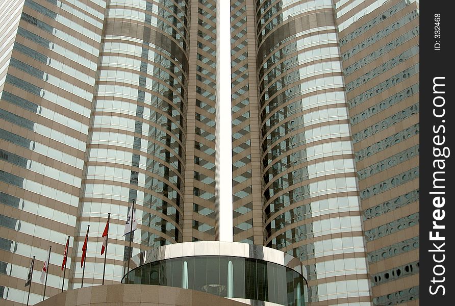 Highrise office in Hong Kong closeup