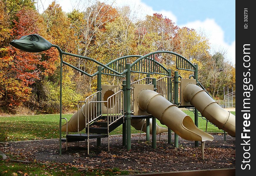 Playground equipment in shape of a plesiosaur, or dinosaur. Playground equipment in shape of a plesiosaur, or dinosaur