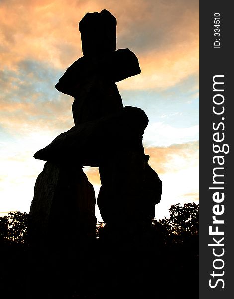 Inukshuk over sunset. Inukshuk over sunset