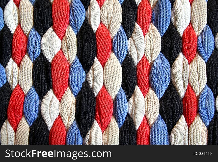 A colorful hand-made floor mat.