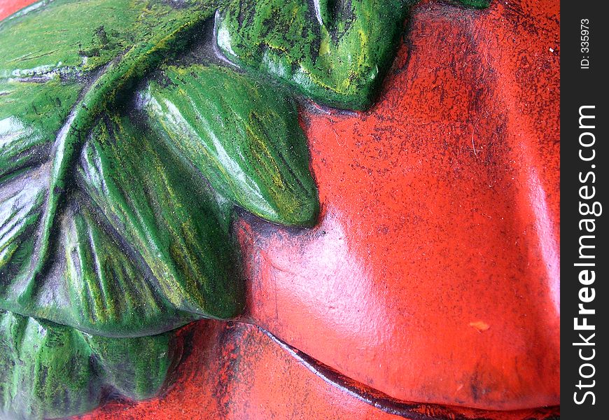 Closeup of a ceramic pumplin leaf. Closeup of a ceramic pumplin leaf