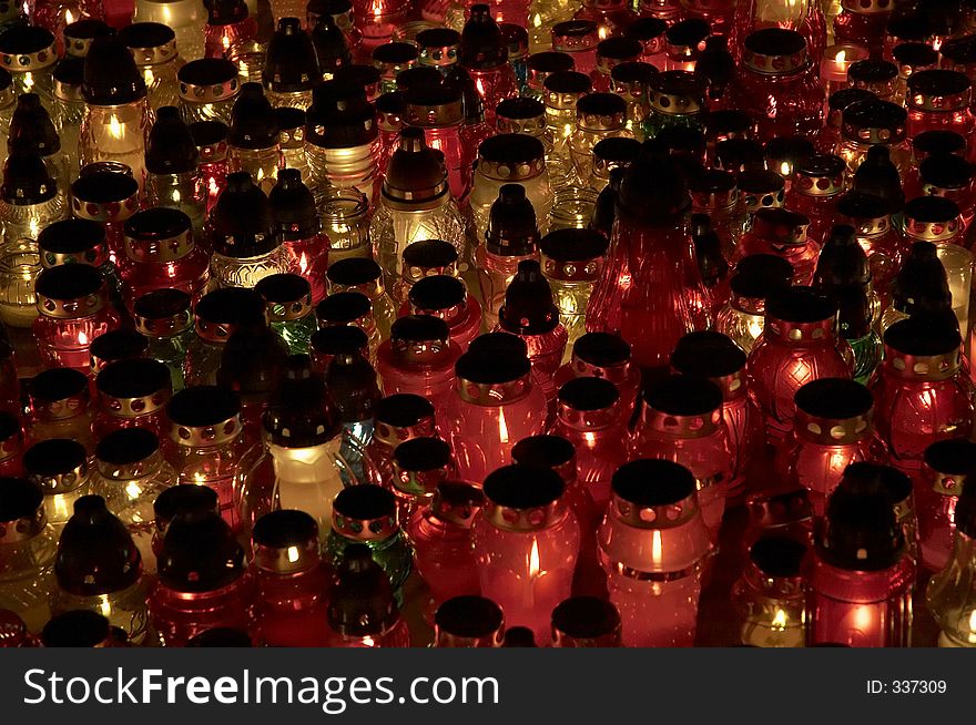 Candles, lighting in the dark - closeup. Candles, lighting in the dark - closeup