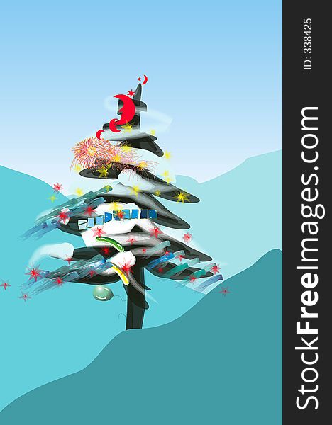 Celebrate pin tree - confetti of Christmas and New Year. Celebrate pin tree - confetti of Christmas and New Year