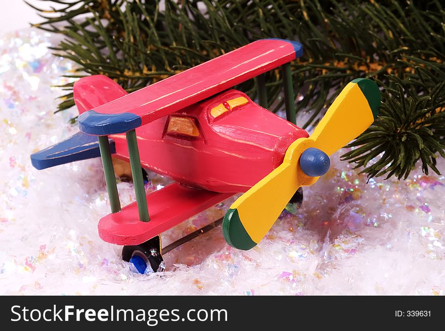 Wooden Toy Plane Christmas Gift. Wooden Toy Plane Christmas Gift.