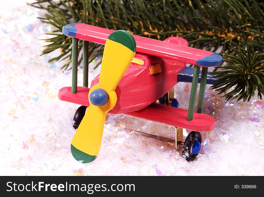 Wooden Toy Plane Christmas Gift. Wooden Toy Plane Christmas Gift.