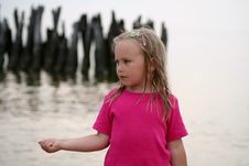 Girl On Coast Of Baltic Sea Royalty Free Stock Photos Girl On Coast Of Baltic Sea Royalty Free Stock Photos
