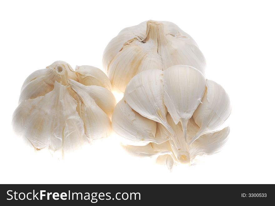 White garlic on white background