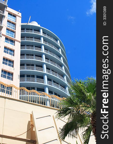 Tropical apartment building over looking the ocean