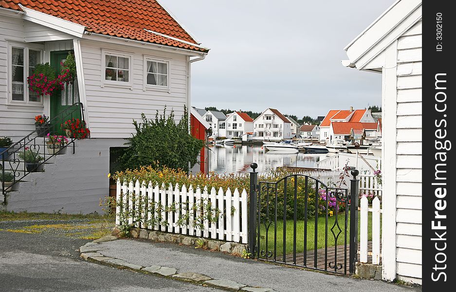 Fishing village on the coast of Norway. Fishing village on the coast of Norway
