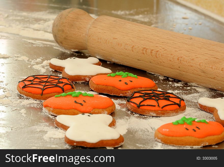 Colourful halloween biscuits just made. Colourful halloween biscuits just made