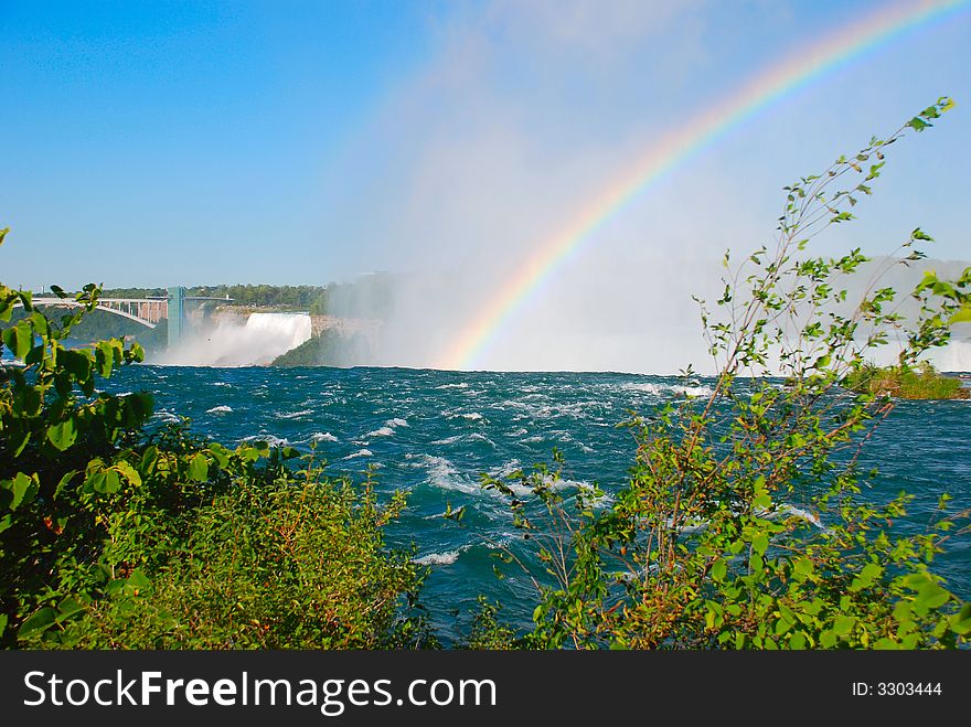 Bright rainbow on river Niagara