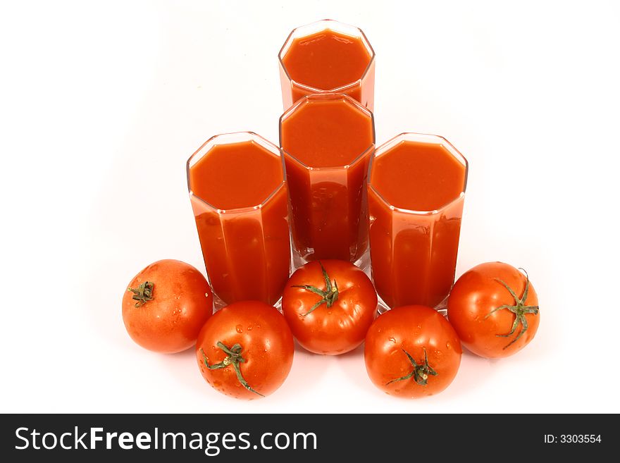 Glass of tomato juice-dietary feed and drink useful to health