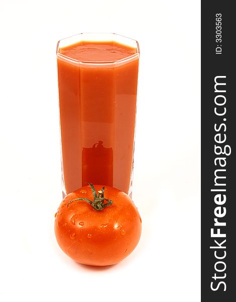 Glass of tomato juice-dietary feed and drink useful to health