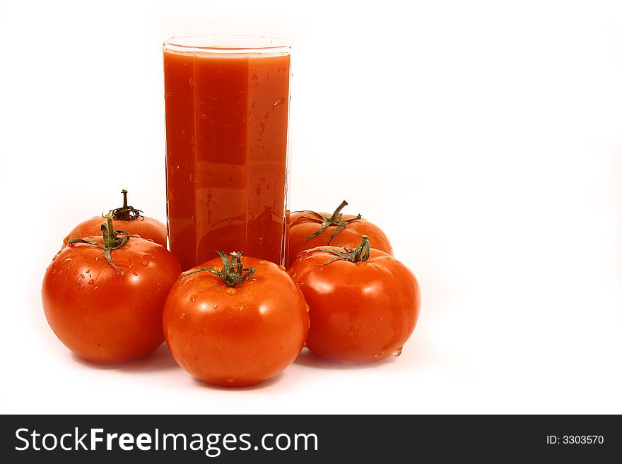 Glass of tomato juice-dietary feed and drink useful to health