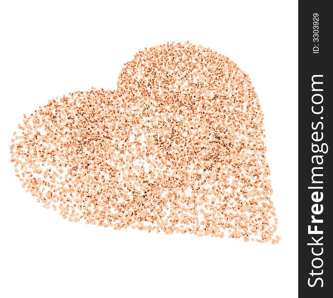 A unique valentine s Day heart created using pink cubic particles, isolated on a white background. A unique valentine s Day heart created using pink cubic particles, isolated on a white background.