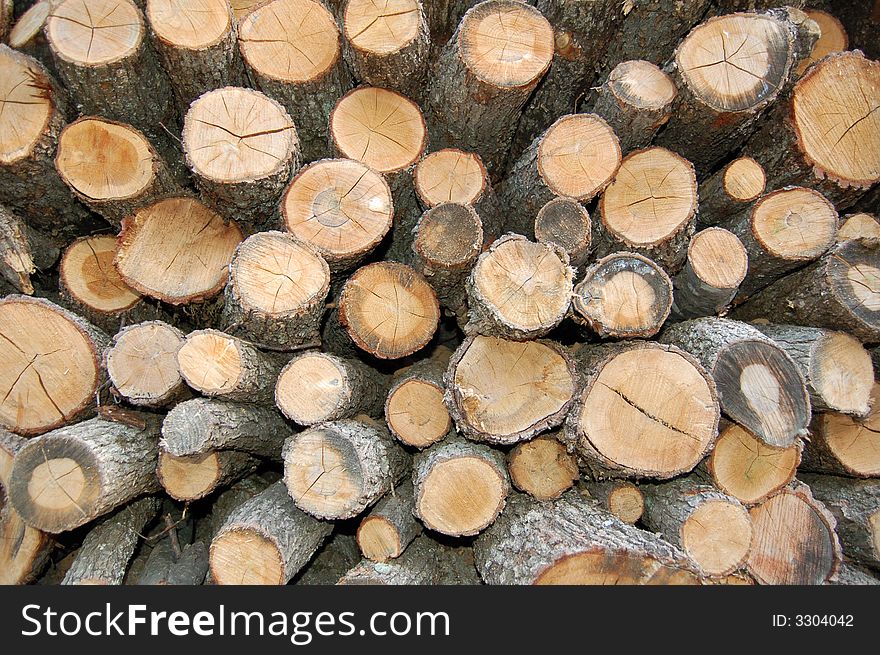 Close-up of a pile of chopped wood