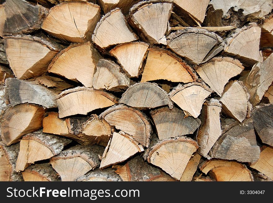 Close-up of a pile of chopped wood