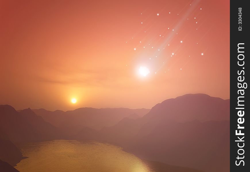 A Meteor in the sunset is an imaginary reconstruction