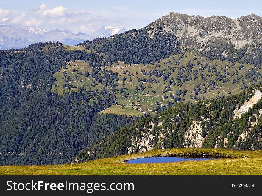 Lovely Alpine landscape with mountains. Lovely Alpine landscape with mountains