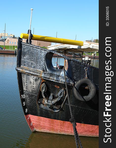 Bow of an old steam tug. Bow of an old steam tug