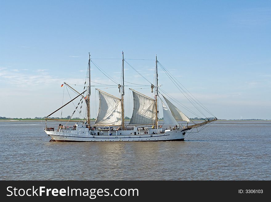 Old historic schooner on the North Sea