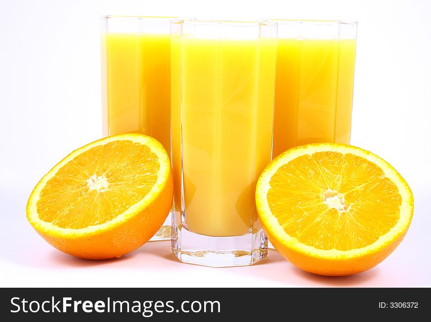 Juice Orange-fruits juice isolated on white