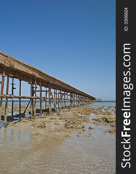 Pontoon on a beach of Red Sea. Pontoon on a beach of Red Sea