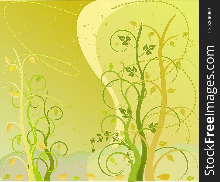 Green floral vector decor background. Green floral vector decor background