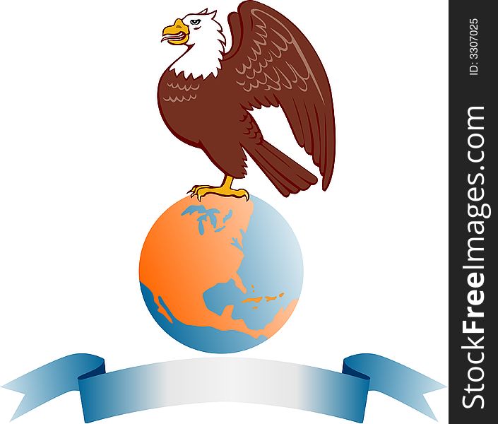 Vector art of a Bald eagle standing on globe