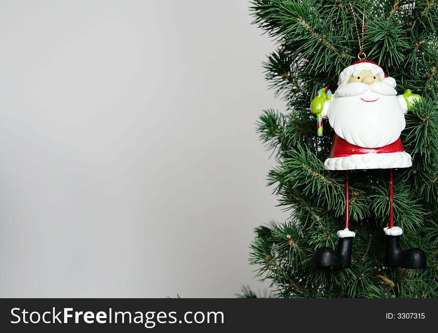 Christmas decoration with toy on white background