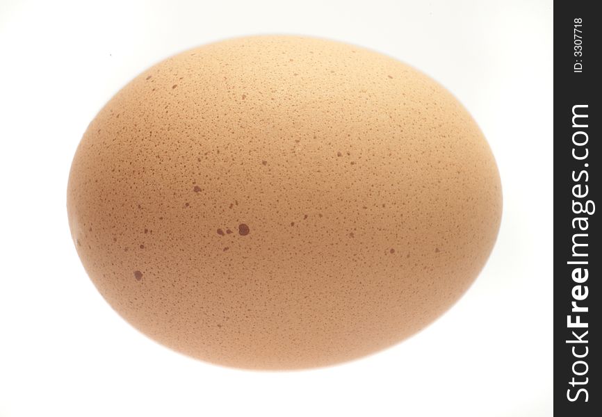 A single chicken egg against a white background