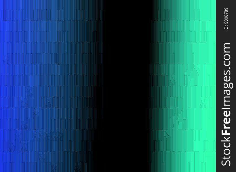 Communication stonewall.  Abstract blue and green divided by a pillar of black space.