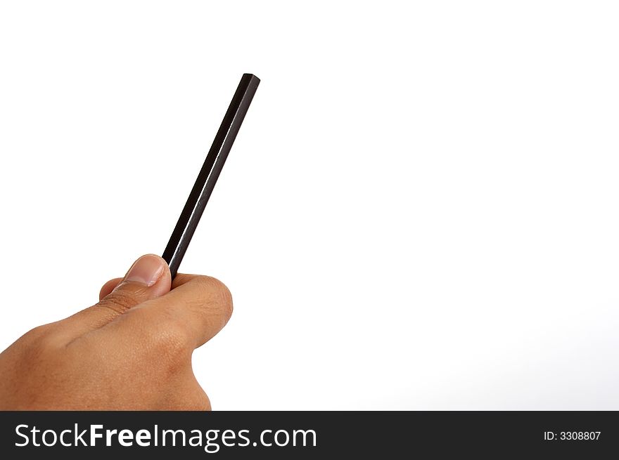 A pencil pointing to a white board