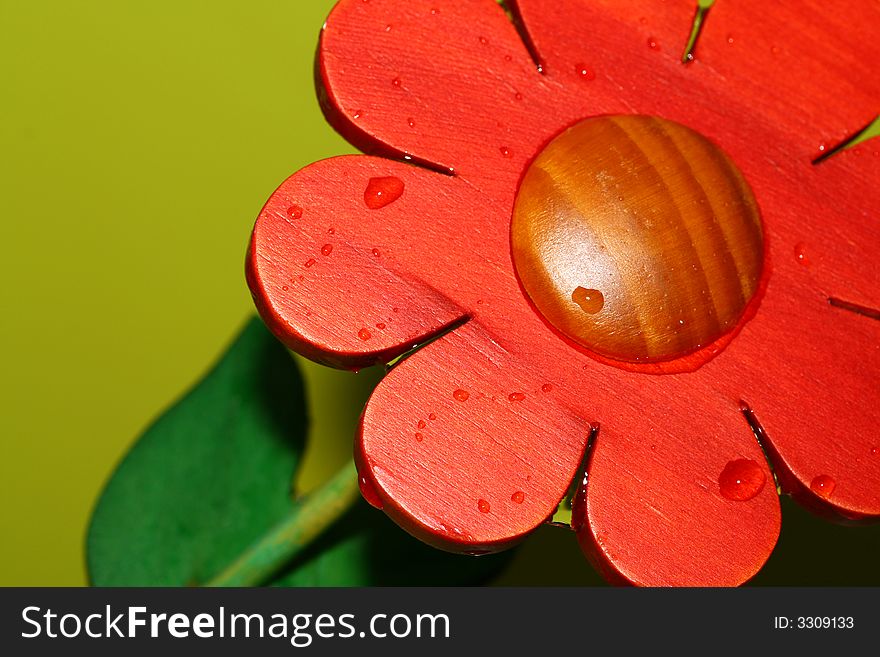Red flower in wood texture
