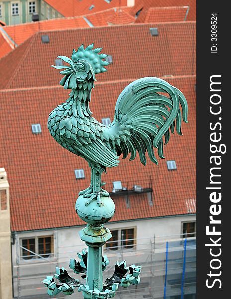 The aerial view of Prague City from the Top of the Cathedral of Sv Vit in Prague Castle