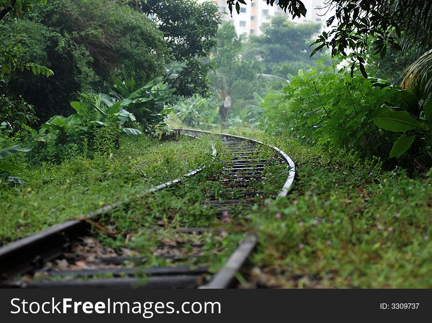 Deserted railway tracks in the towns