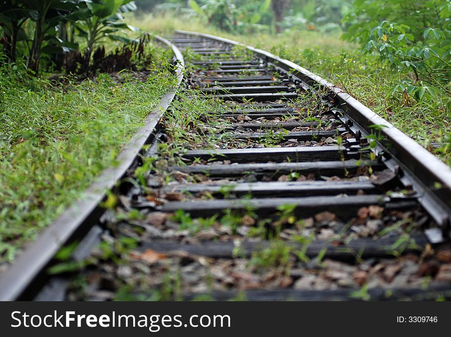 Deserted railway tracks in the towns