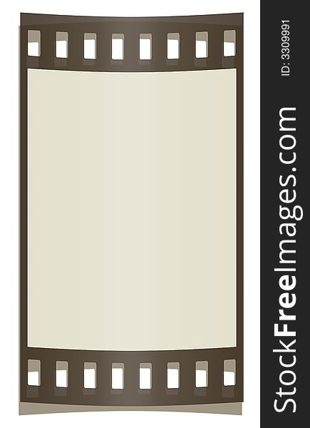 Filmstrip on a white background isolated with sepia effect