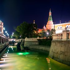 Manezhnaya Square At Night In Moscow Royalty Free Stock Photo Manezhnaya Square At Night In Moscow Royalty Free Stock Photo