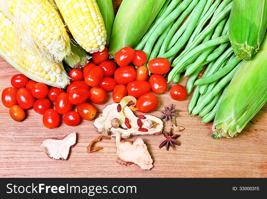 Vegetables fresh from the farm with herb nature background. Vegetables fresh from the farm with herb nature background