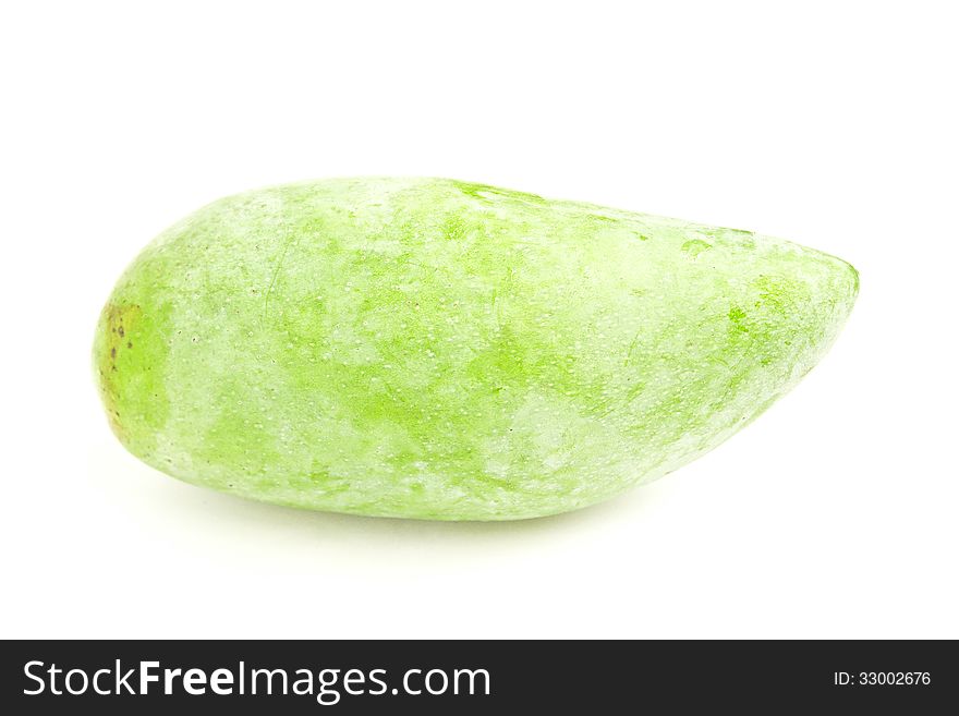 Green mango isolated on white background